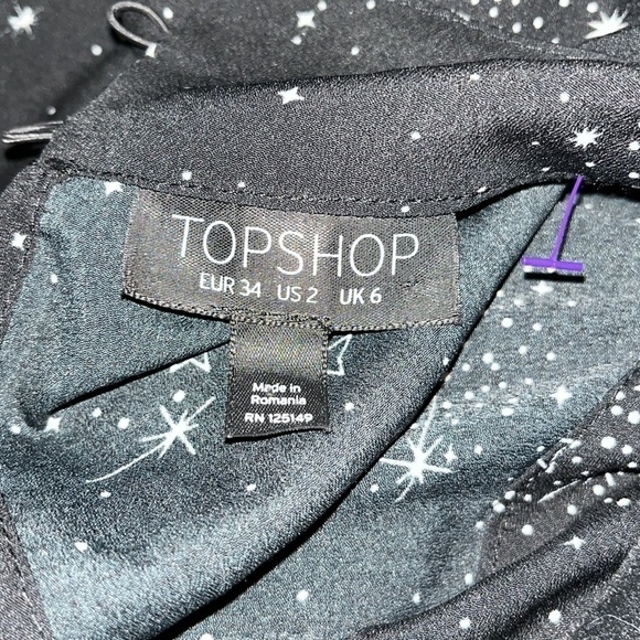TOPSHOP Star Print Origami Tuck Blouse size 2 excellent condition - Picture 7 of 9
